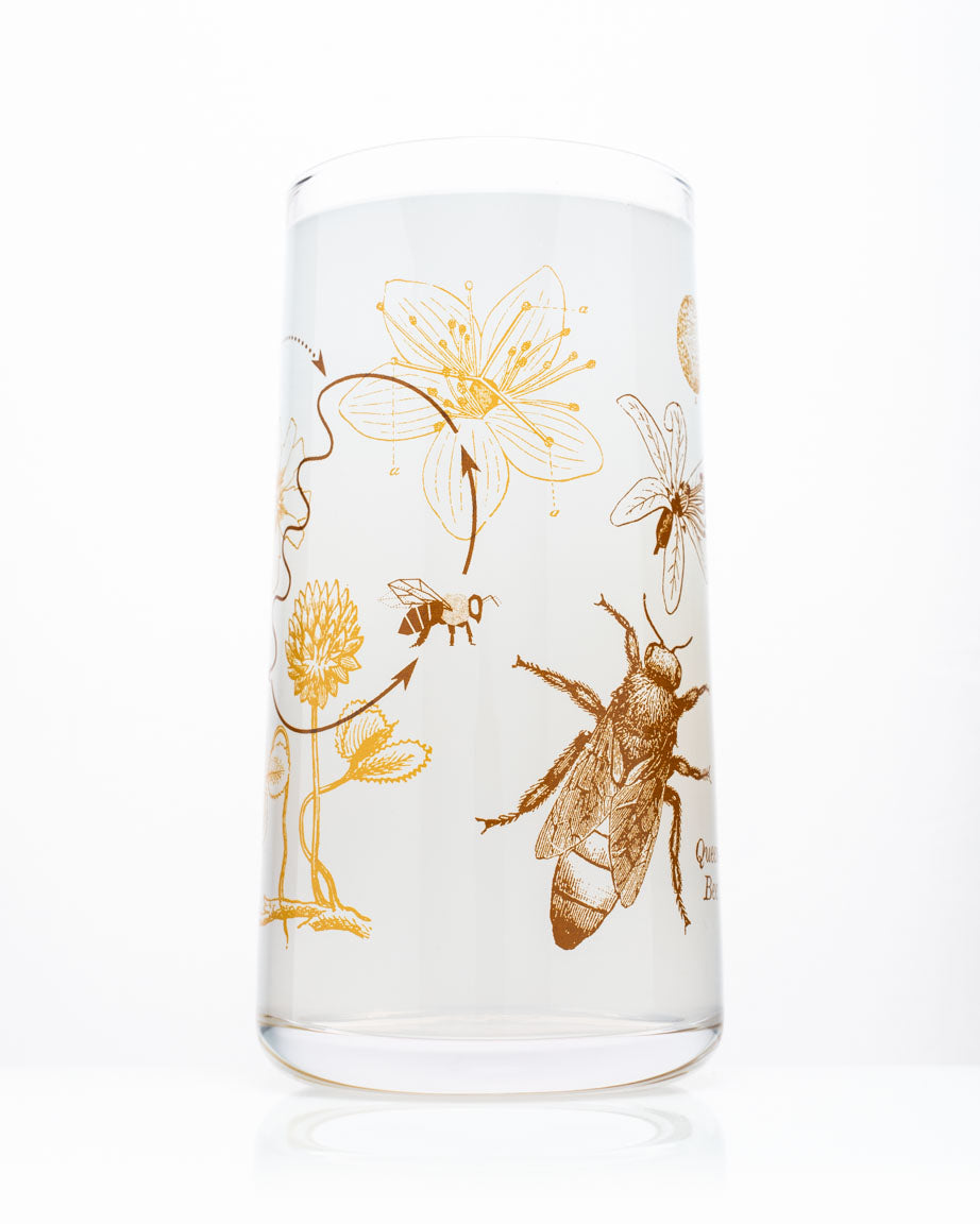 Bee Motif Glass Tea Infuser Mug