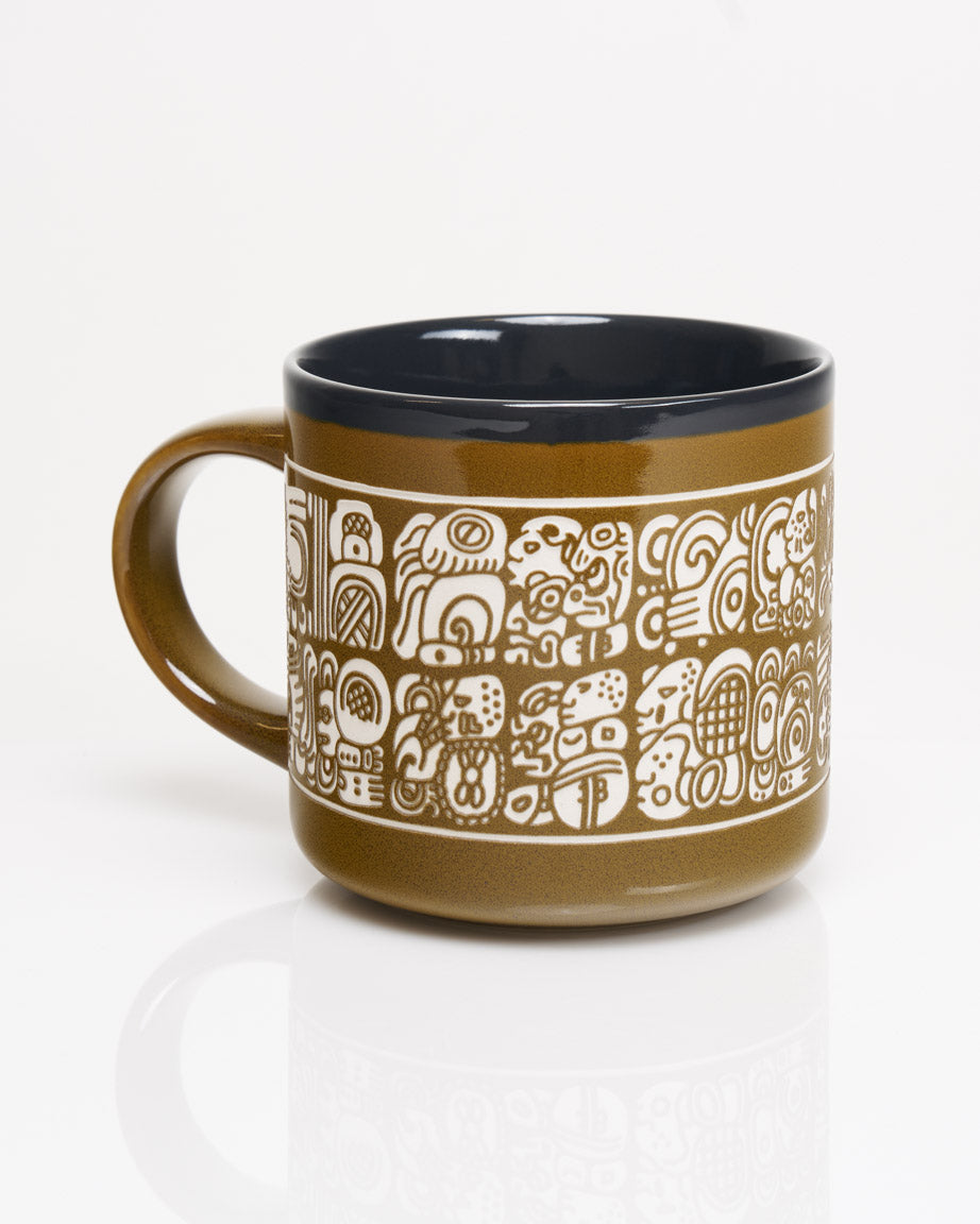 Maya Script Hand Carved 450 mL Ceramic Mug