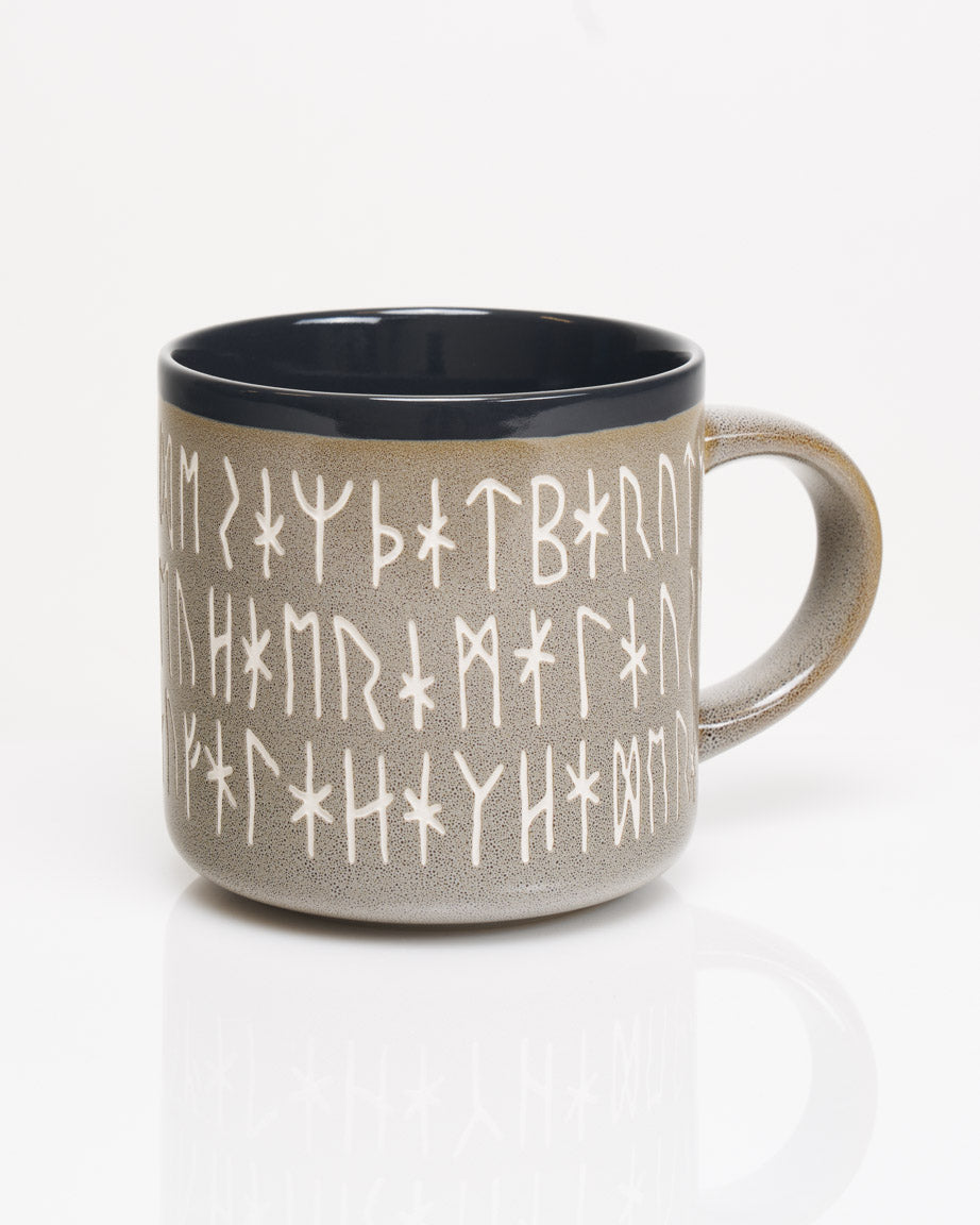 Norse Runes Hand Carved 430 mL Ceramic Mug