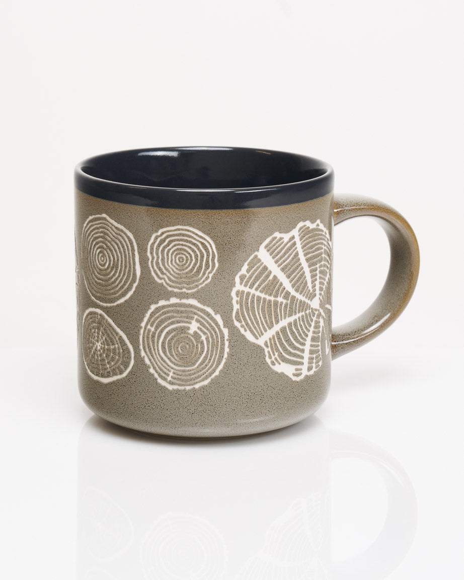 Tree Rings Hand Carved 450 mL Ceramic Mug